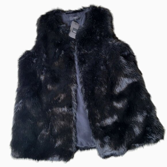 Mossimo Women's Faux Fur Black Vest Medium Soft Sleeveless Lined Fall Winter NWT - Picture 1 of 9